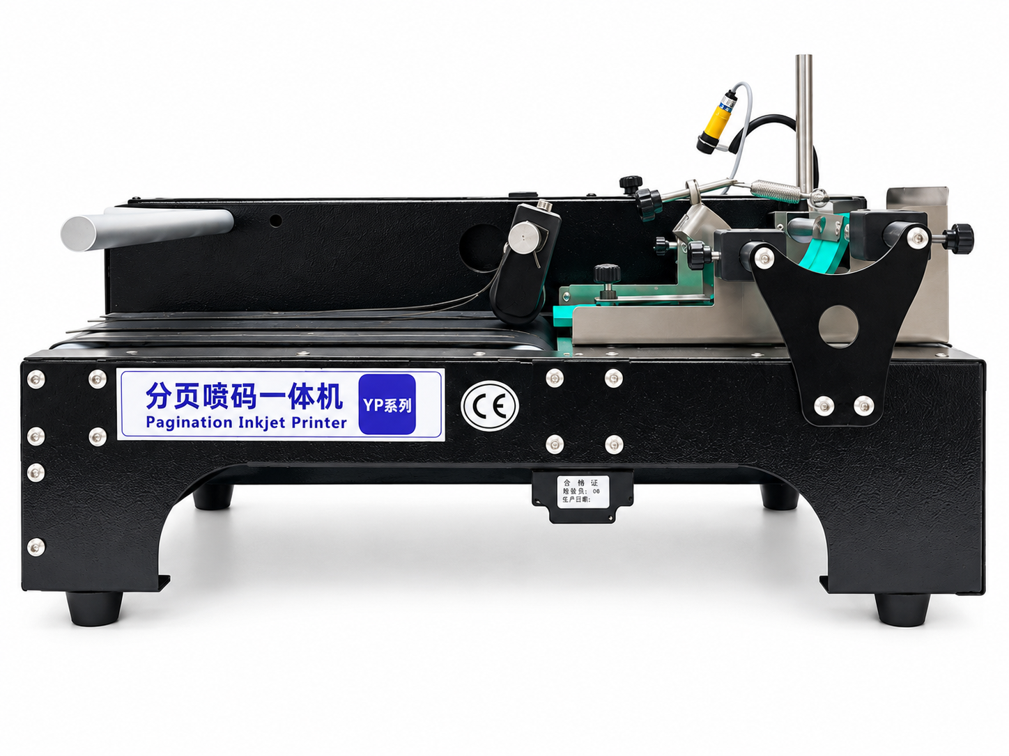 Codificadora Inkjet Continua con pantalla, banda transportadora y sensor fotoeléctrico